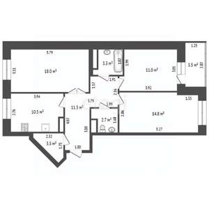 3-к квартира, вторичка, 75м2, 8/14 этаж