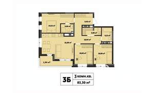 3-к квартира, строящийся дом, 83м2, 17/17 этаж