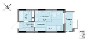 Студия квартира, вторичка, 25м2, 7/17 этаж