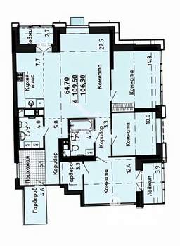 4-к квартира, вторичка, 106м2, 11/15 этаж