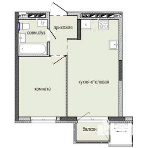 1-к квартира, строящийся дом, 35м2, 6/16 этаж