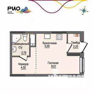 Студия квартира, вторичка, 25м2, 1/17 этаж