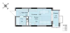 Студия квартира, вторичка, 25м2, 8/17 этаж