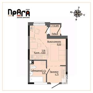 Студия квартира, вторичка, 28м2, 2/17 этаж