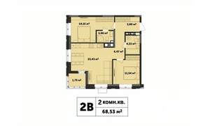 2-к квартира, строящийся дом, 69м2, 11/17 этаж