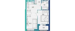 1-к квартира, вторичка, 38м2, 1/16 этаж