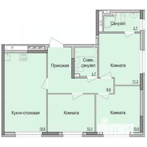 3-к квартира, строящийся дом, 68м2, 1/17 этаж