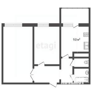 2-к квартира, вторичка, 52м2, 7/7 этаж