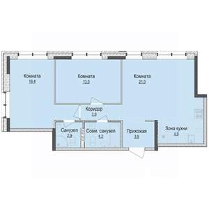 3-к квартира, вторичка, 68м2, 1/10 этаж