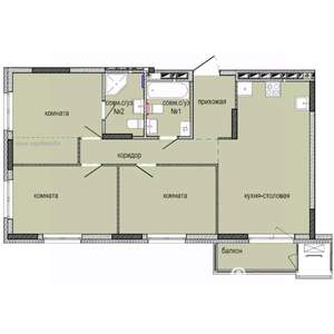 3-к квартира, строящийся дом, 74м2, 8/16 этаж