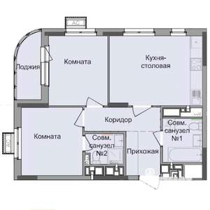 2-к квартира, строящийся дом, 54м2, 13/17 этаж
