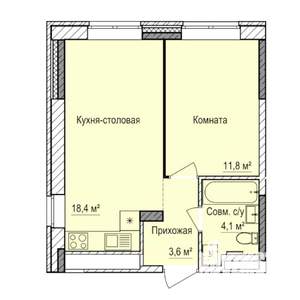 1-к квартира, строящийся дом, 38м2, 1/17 этаж