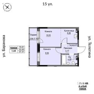 2-к квартира, строящийся дом, 38м2, 4/17 этаж