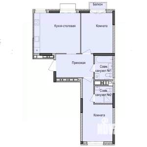 2-к квартира, строящийся дом, 62м2, 7/17 этаж