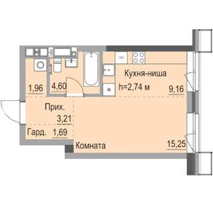 Студия квартира, строящийся дом, 36м2, 5/23 этаж