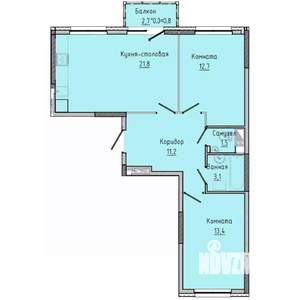 2-к квартира, строящийся дом, 64м2, 2/17 этаж