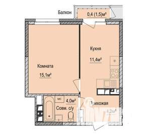 1-к квартира, вторичка, 36м2, 10/17 этаж