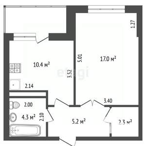 1-к квартира, вторичка, 39м2, 5/14 этаж