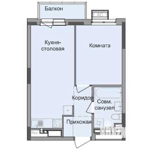 1-к квартира, строящийся дом, 38м2, 13/17 этаж
