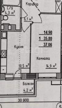 1-к квартира, вторичка, 41м2, 5/17 этаж