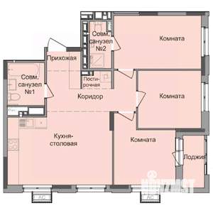 3-к квартира, строящийся дом, 76м2, 12/17 этаж