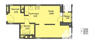 1-к квартира, вторичка, 37м2, 11/17 этаж