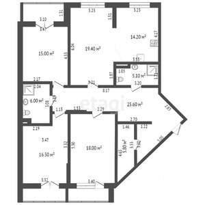 4-к квартира, вторичка, 152м2, 4/14 этаж