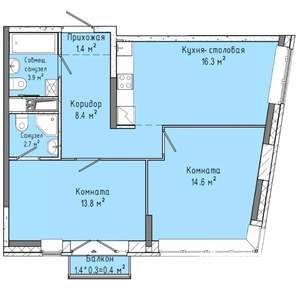 2-к квартира, вторичка, 62м2, 10/16 этаж