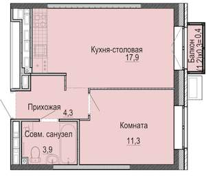 1-к квартира, вторичка, 38м2, 18/25 этаж
