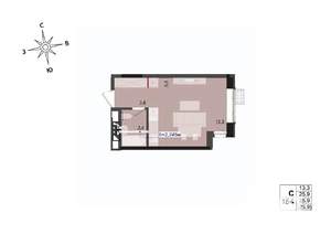 Студия квартира, строящийся дом, 26м2, 7/17 этаж