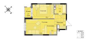 2-к квартира, вторичка, 45м2, 17/17 этаж