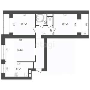 3-к квартира, вторичка, 64м2, 1/10 этаж