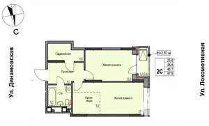 3-к квартира, строящийся дом, 47м2, 1/17 этаж