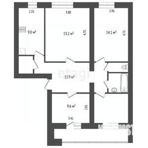 4-к квартира, вторичка, 78м2, 3/5 этаж