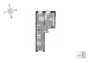 2-к квартира, строящийся дом, 65м2, 6/17 этаж
