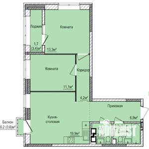 2-к квартира, вторичка, 64м2, 13/17 этаж