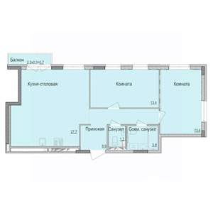 2-к квартира, строящийся дом, 69м2, 6/10 этаж