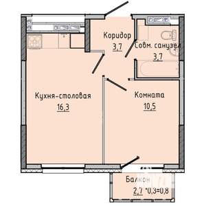 1-к квартира, строящийся дом, 35м2, 15/17 этаж