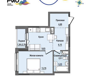 1-к квартира, вторичка, 40м2, 13/17 этаж
