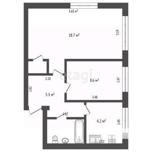2-к квартира, вторичка, 43м2, 1/5 этаж