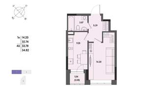 1-к квартира, вторичка, 34м2, 5/17 этаж