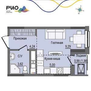 Студия квартира, вторичка, 23м2, 13/17 этаж