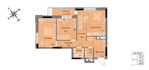 3-к квартира, вторичка, 59м2, 8/17 этаж