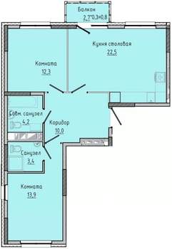 2-к квартира, строящийся дом, 66м2, 15/17 этаж