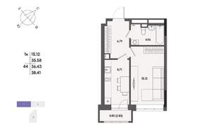 1-к квартира, вторичка, 36м2, 4/17 этаж