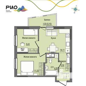 2-к квартира, вторичка, 46м2, 12/17 этаж