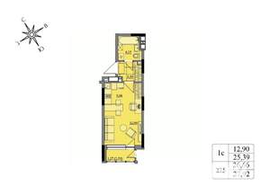Студия квартира, вторичка, 27м2, 16/17 этаж