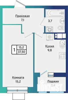 1-к квартира, вторичка, 37м2, 13/16 этаж