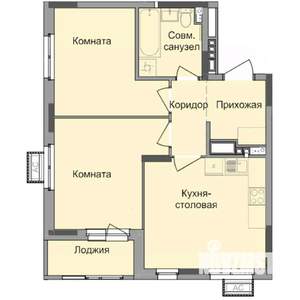 2-к квартира, строящийся дом, 55м2, 8/17 этаж