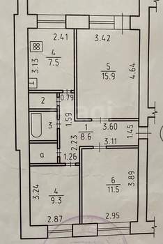 3-к квартира, вторичка, 58м2, 2/5 этаж